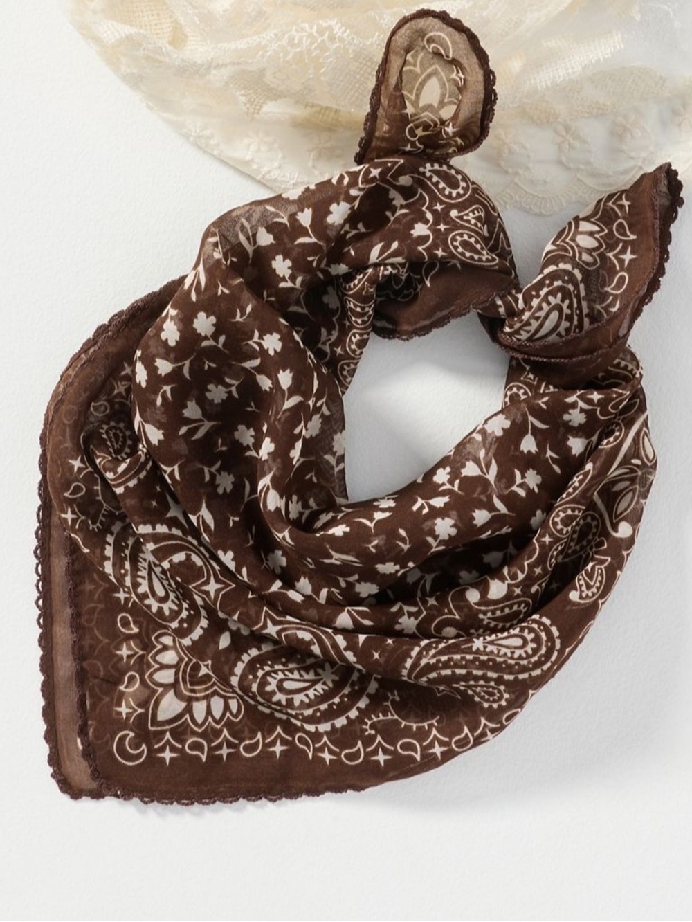 Anthropologie Brown Paisley Bandana / Scarf